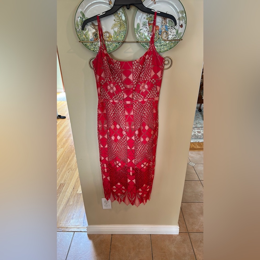 BCBG MAXAZRIA midi red cocktail dress